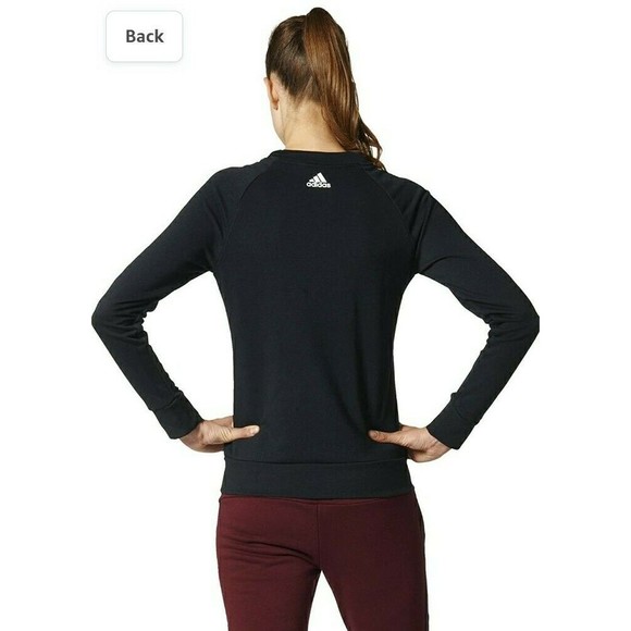 adidas Women Sweatshirt Running Essentials Black Training Gym S97079 Sz Large - Picture 8 of 9